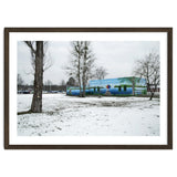 Colorful barn in the snowy ground landscape thumbnail