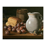 Luis Egidio Meléndez / 'Still Life with Plums, Figs, Bread and Fish', 18th century, Spanish School. (Print Only) thumbnail