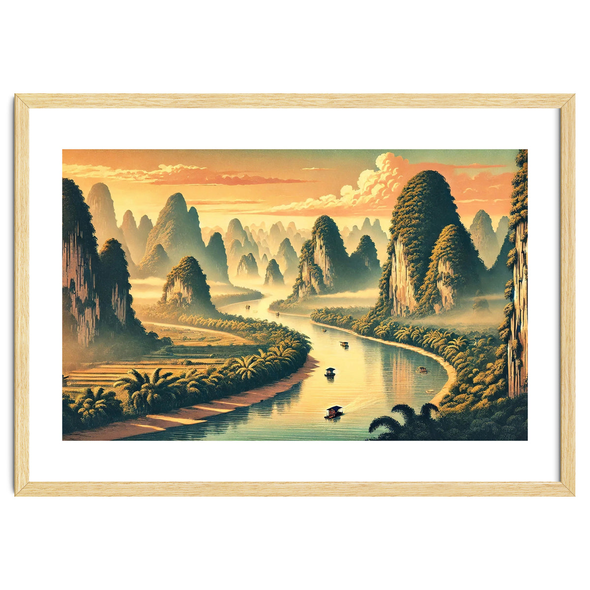Vintage China, Guilin Karst Mountains Poster