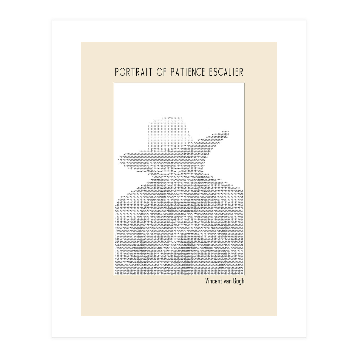 Portrait Of Patience Escalier Vincent Van Gogh Ascii Art (Print Only)