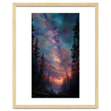 Magical Milky Way Night Sky over Pine Forest Silhouette Art thumbnail