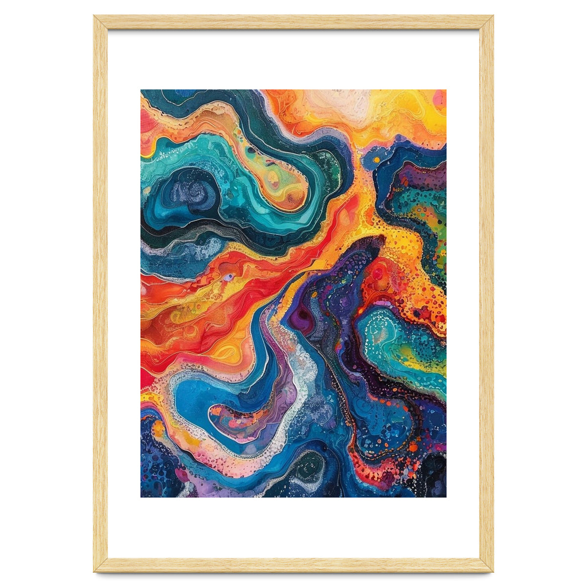 Vibrant Fluid Acrylic Pour Abstract Art