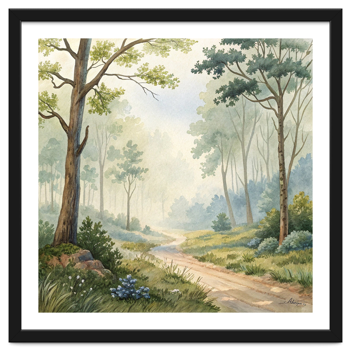 Atmospheric Forest Watercolor Painting