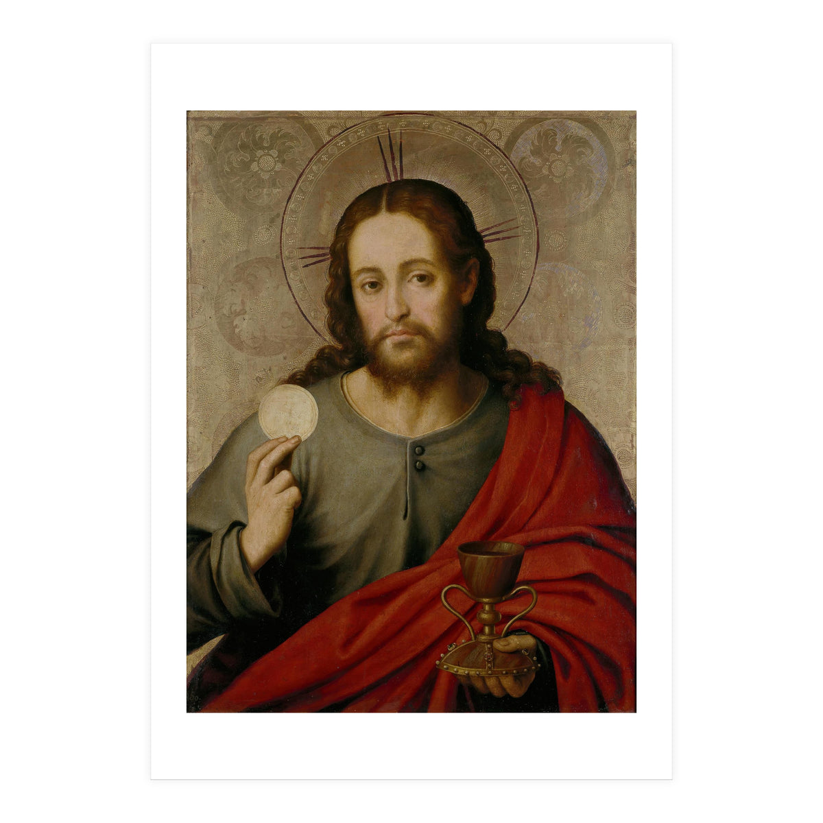 Juan de Juanes / 'The Saviour', 1545-1550, Spanish School, Oil on panel, 73 cm x 49 cm, P00845. (Print Only)