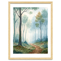 Ethereal Misty Forest Watercolor Art Print