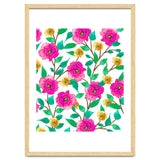 Floral Forever, Colorful Summer Garden Botanical Illustration, Pink Boho Vibrant Painting thumbnail