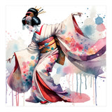 Geisha Dancer With Flowing Kimono (Print Only) thumbnail