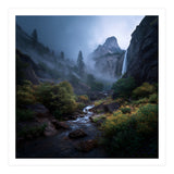 Majestic Misty Mountain Valley with Cascading Waterfall (Print Only) thumbnail