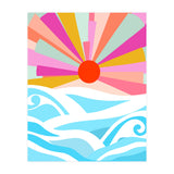Boho Sunrise, Bohemian Abstract Landscape Nature, Colorful Illustration Ocean Sea Beach Summer, Positive Vibes Mindset (Print Only) thumbnail