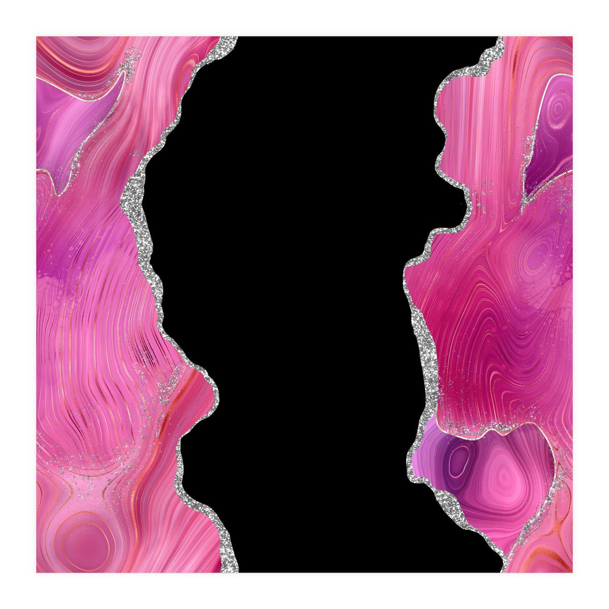 Magenta & Silver Agate Texture 02  (Print Only)