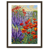 Vibrant Summer Poppy and Lavender Garden Oil Painting thumbnail