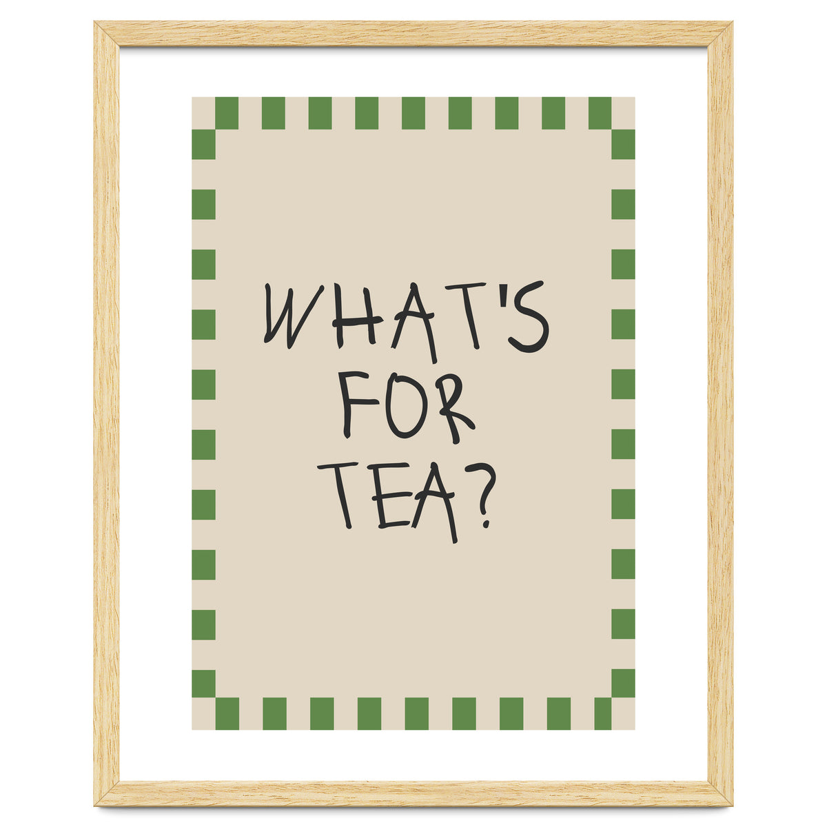 What’s For Tea, Cute Kitchen Quote Print, Playful Wall Art for Dining Spaces