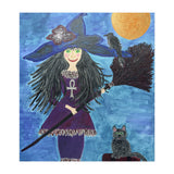 Cassandra, the Little Witch, with Merlin, the cat, and Circe, the Raven (Print Only) thumbnail