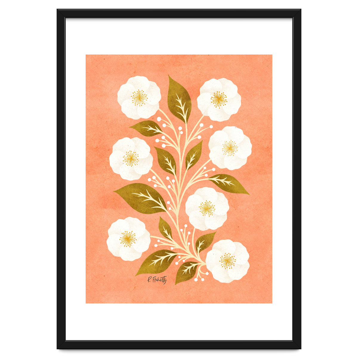 Peach, Ochre And Ivory Floral