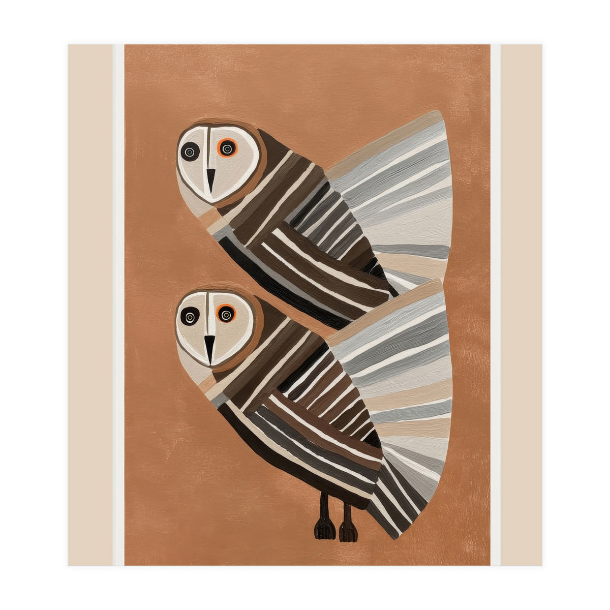 Striped Owl Pair (Print Only)