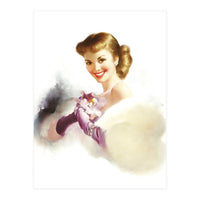 Beautiful Smiling Lady In White (Print Only)