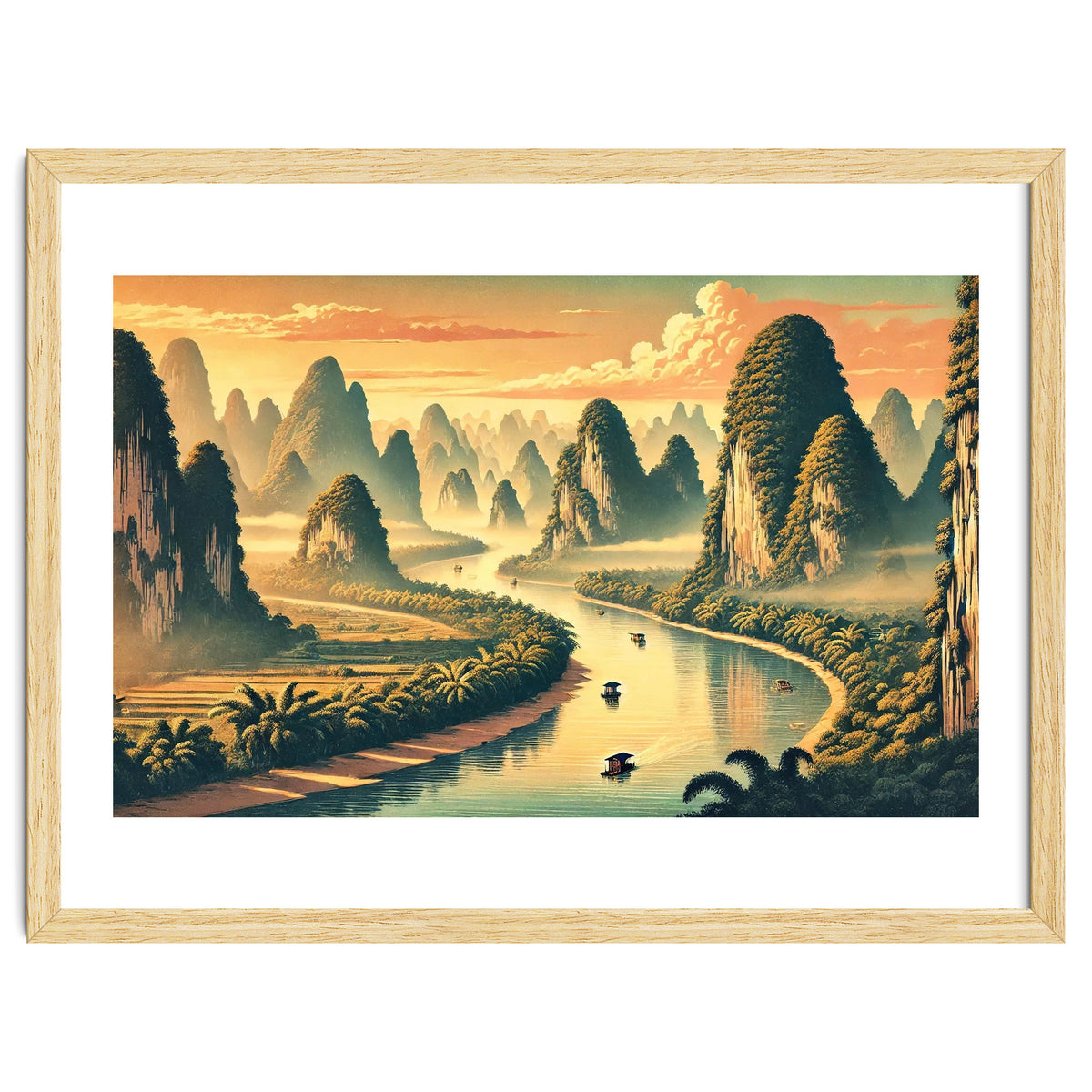 Vintage China, Guilin Karst Mountains Poster