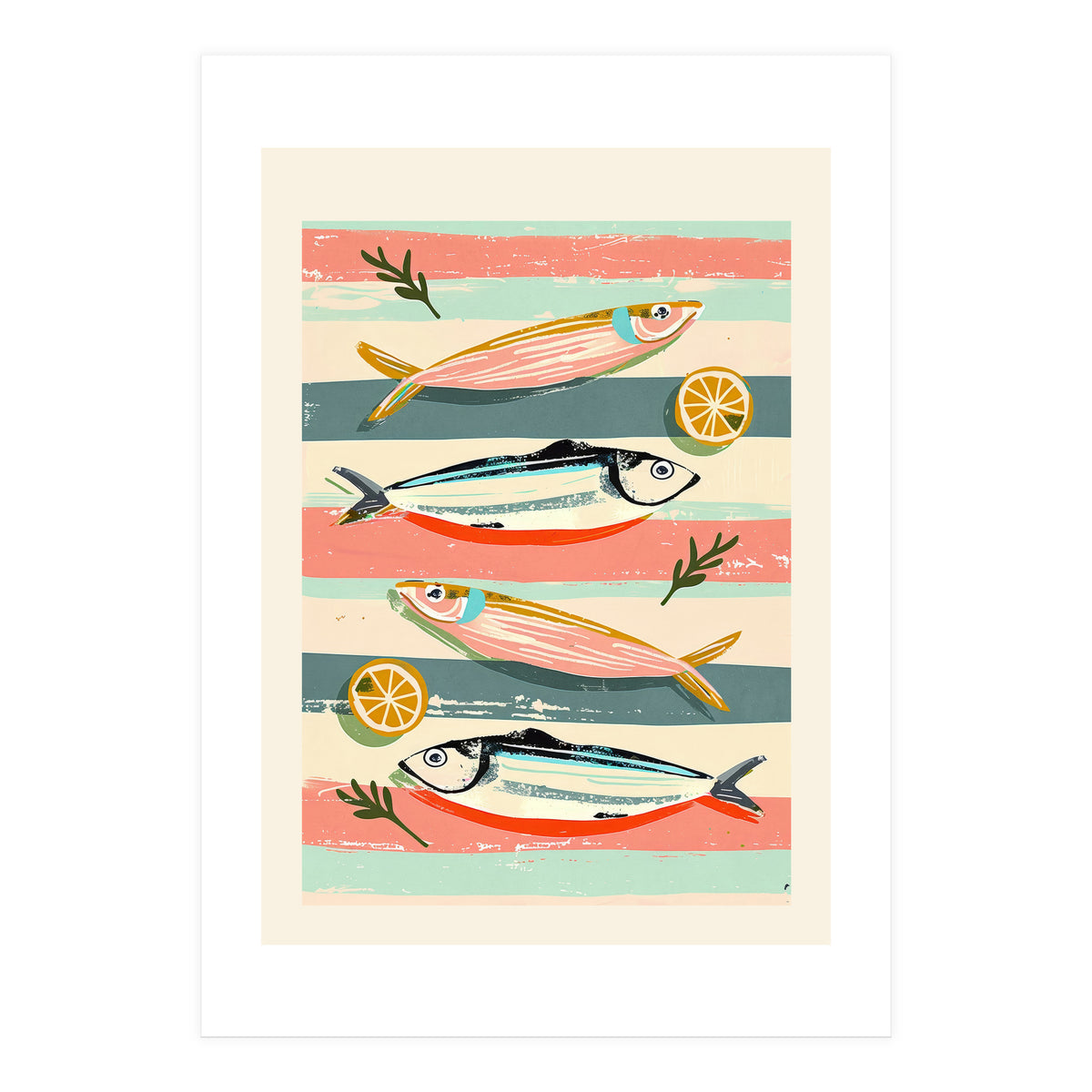Sardines On Stripes (Print Only)