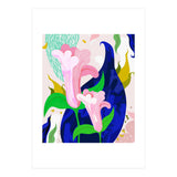 Blue Leaf | Abstract Botanical Floral Painting | Eclectic Pop of Color Nature | Jungle Plants (Print Only) thumbnail