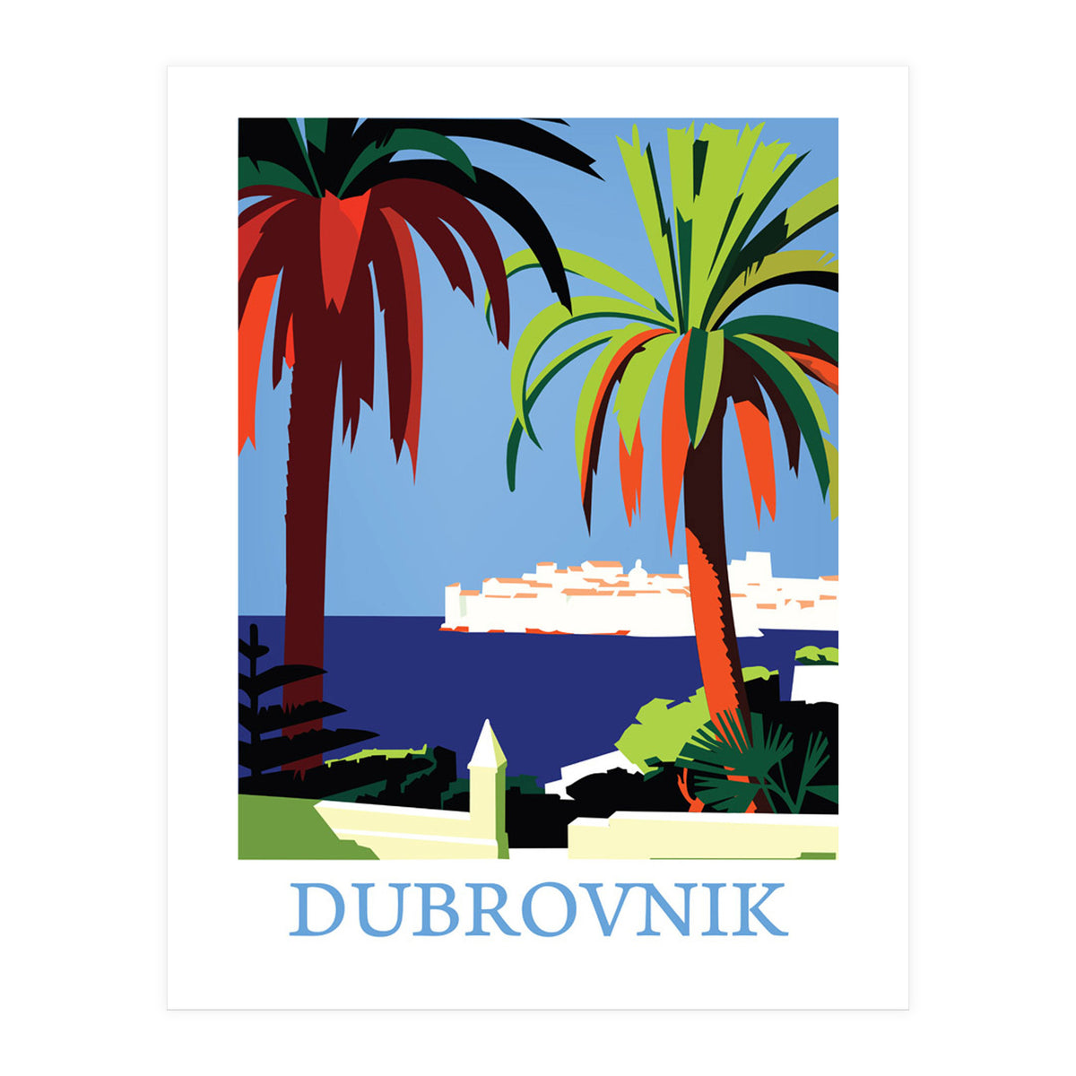 Dubrovnik, The Fortress and Palm Trees (Print Only)