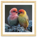 Pair Of Lovebirds Sitting On Rocks thumbnail