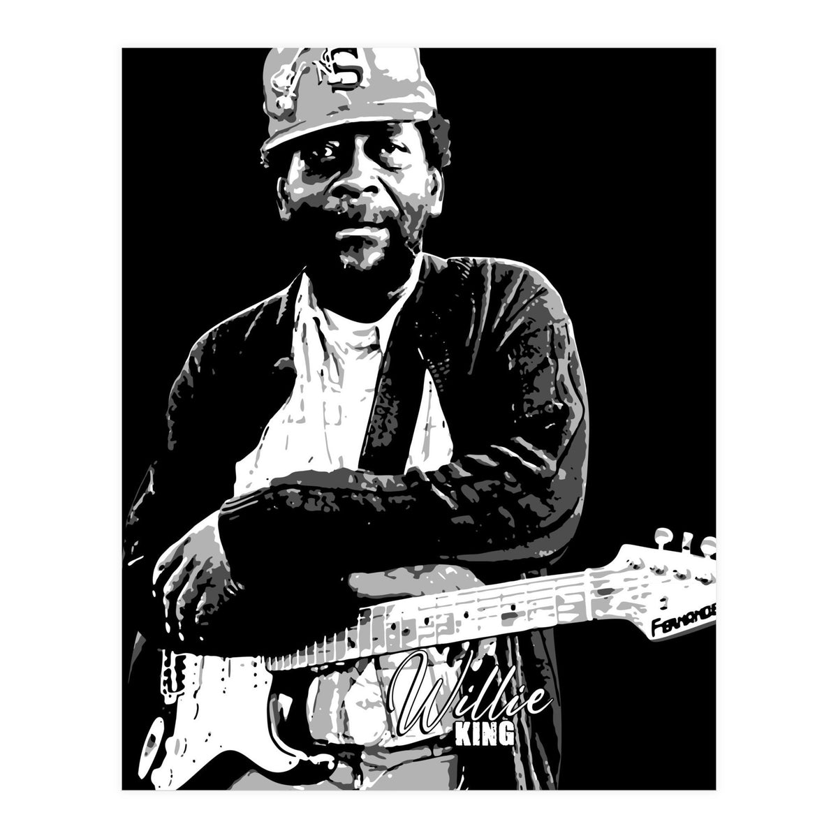 Willie King American Blues Musician in Grayscale (Print Only)
