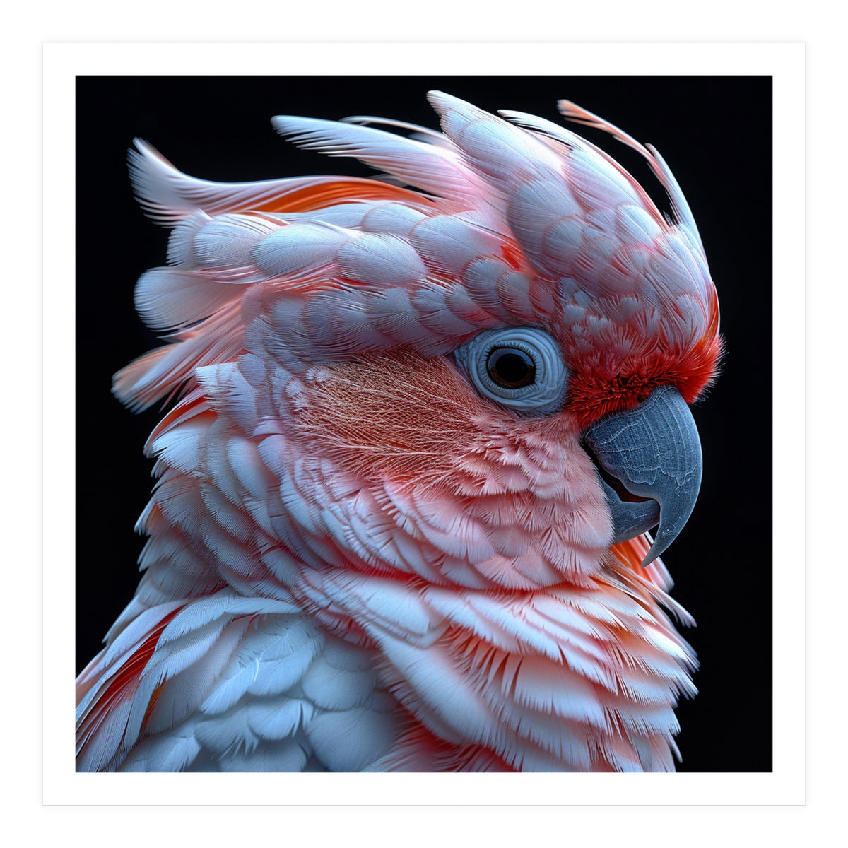 Pink Cockatoo Parrot Close Up Portrait Feather  (Print Only)