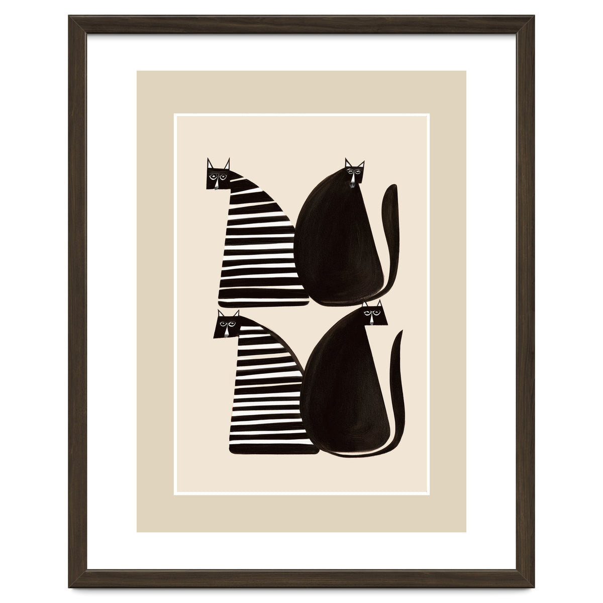 Minimalist Cats In Black And White