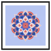 Mandala flower - blue and coral