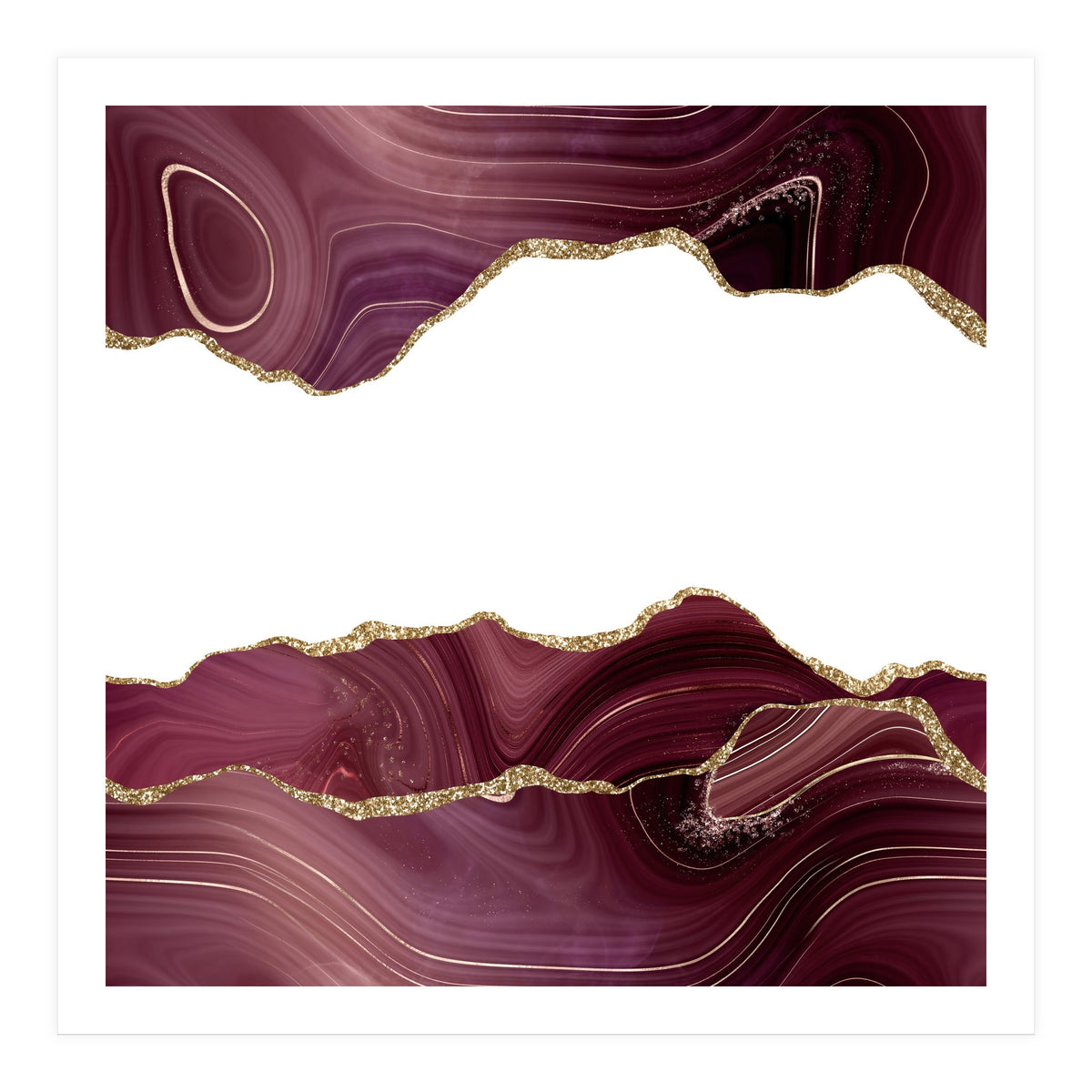 Burgundy & Gold Glitter Agate Texture 07 (Print Only)