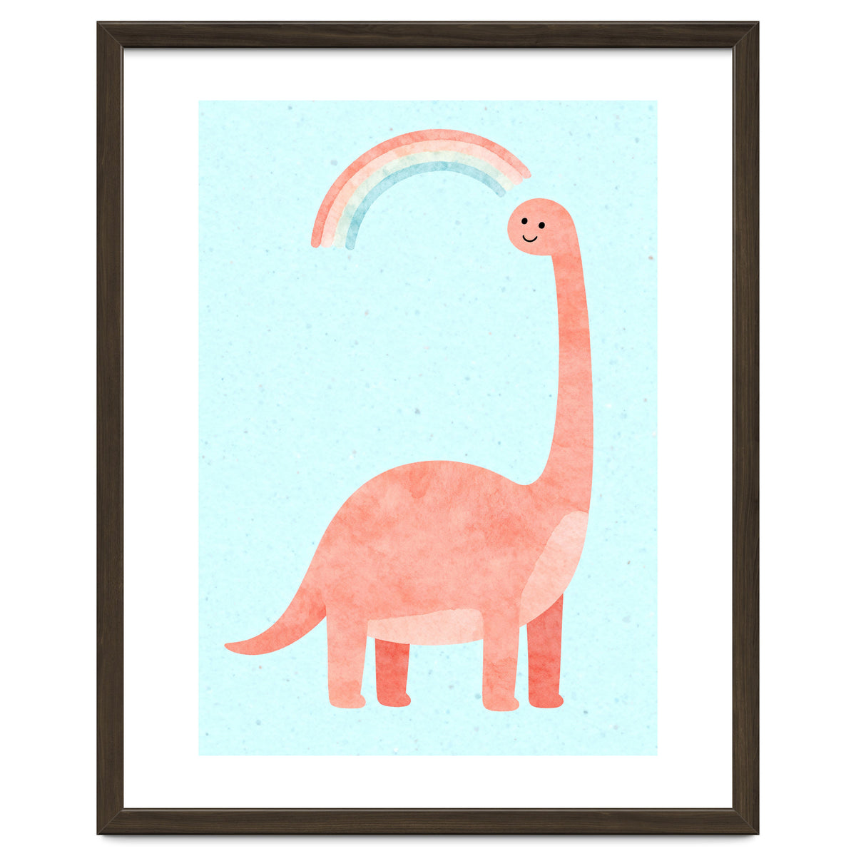 Rainbow Dinosaur Nursery Art, Cute diplodocus Watercolor, Pink Dino Illustration