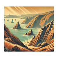 Vintage Cliffside Serenity Poster (Print Only)