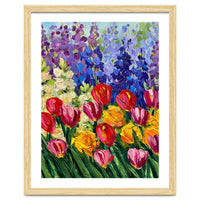 Vibrant Summer Tulip Garden Oil Painting