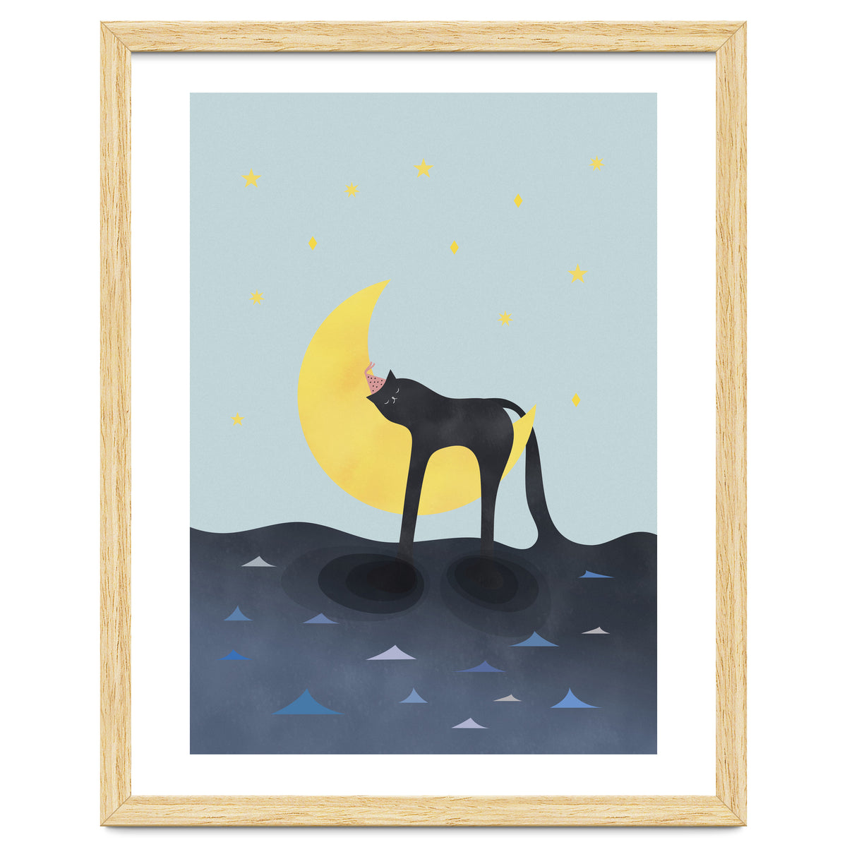 Beauty Sleep - Melting Cat on the crescent moon