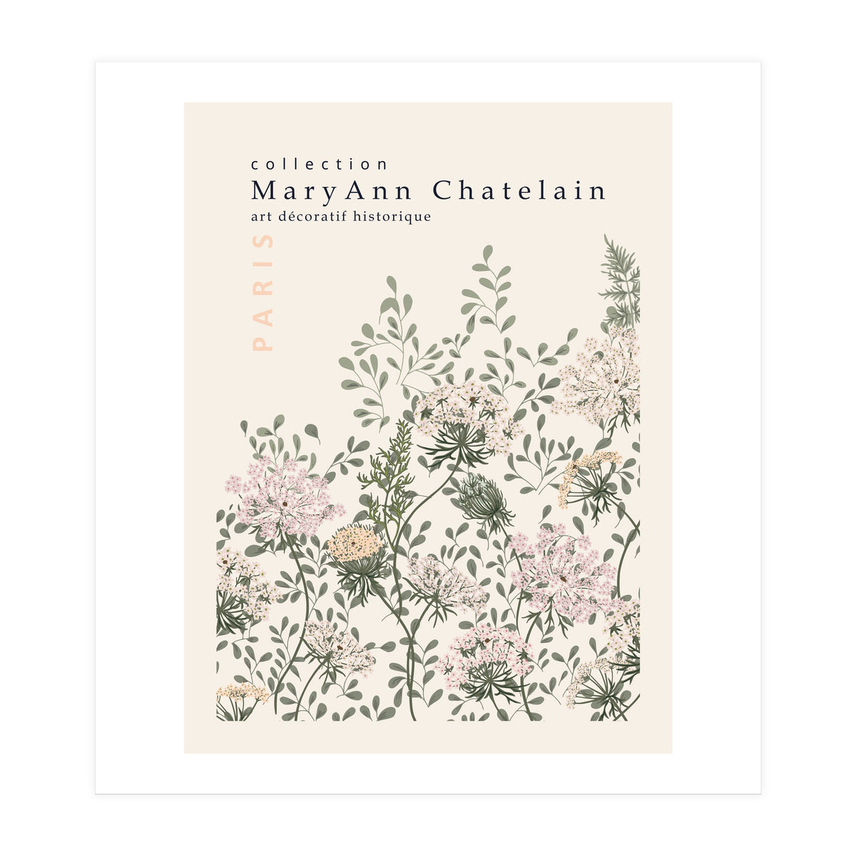 Historic decorative art Paris Queen Anne's lace (Print Only)