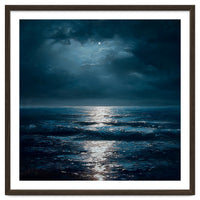 Ethereal Moonlight Over Midnight Ocean Waves