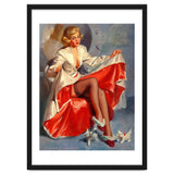Pinup Girl Playing With Two Little Cats thumbnail