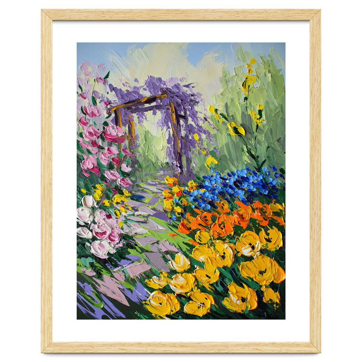 Sun-Drenched Garden Pergola Oil Painting