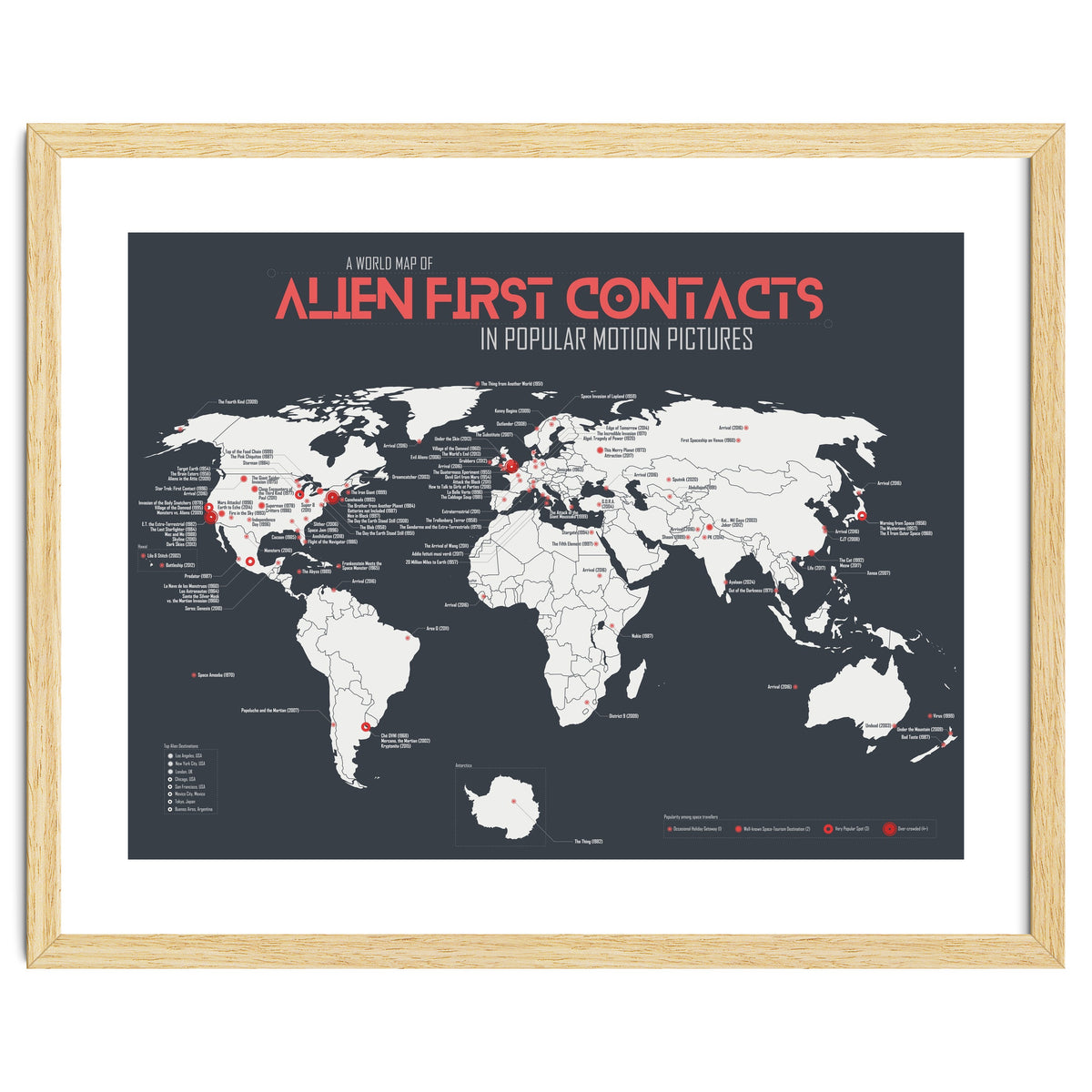 World Map of Alien First Contacts in Movies