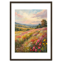 Serene Wildflower Meadow at Sunset Oil Painting