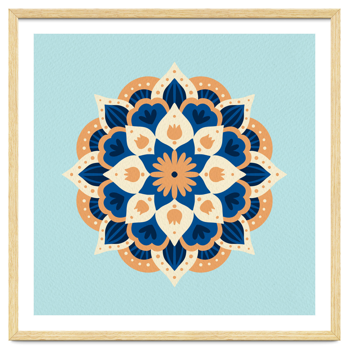 Mandala flower - orange and blue