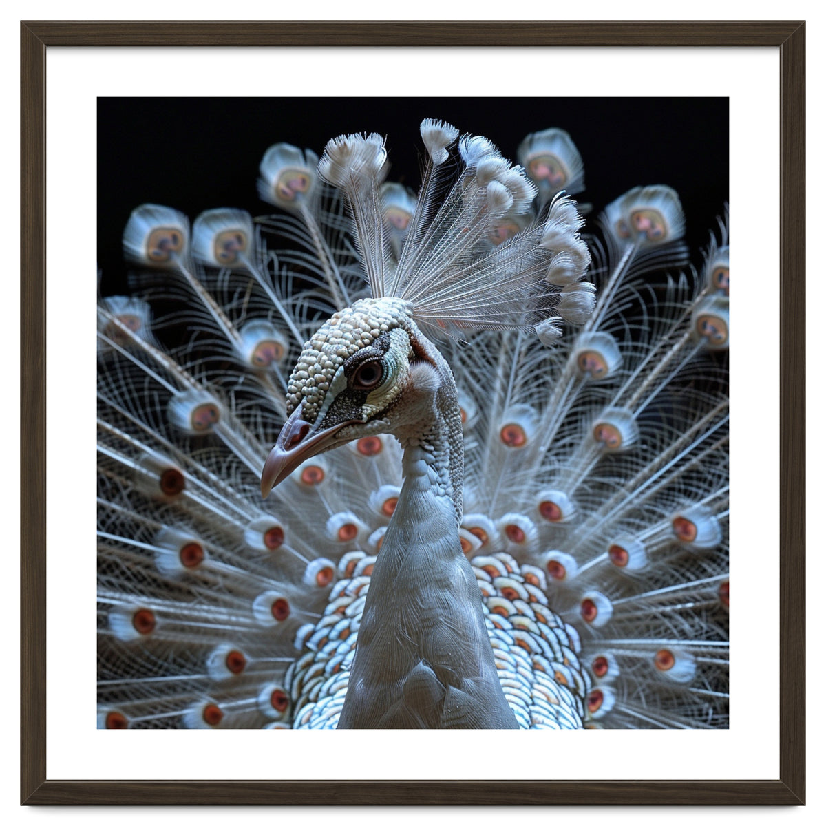 Albino Peacock Displaying White Feathers