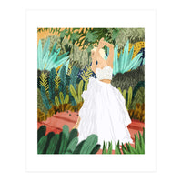 Forest Bride | Jungle Wedding Painting | Travel Solo | Blonde Woman Dancing Joy (Print Only)