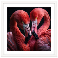Two Flamingos Together