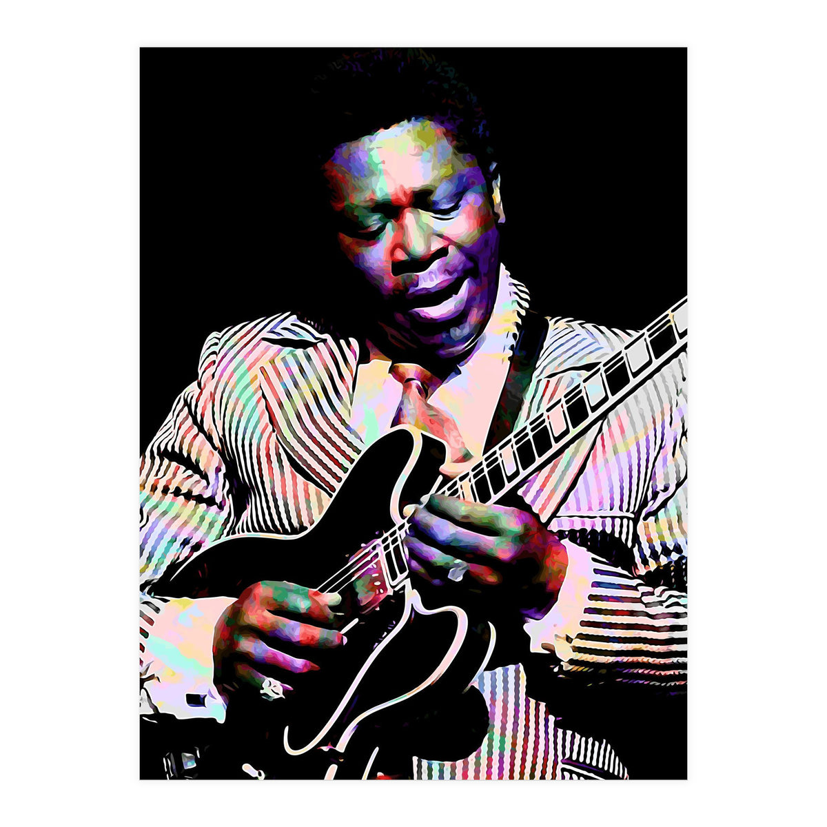 BB King. American Blues Guitarist in Colorful Art (Print Only)
