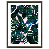 Tropical Nature Monstera Watercolor Painting, Botanical Jungle Dark Palm Illustration thumbnail