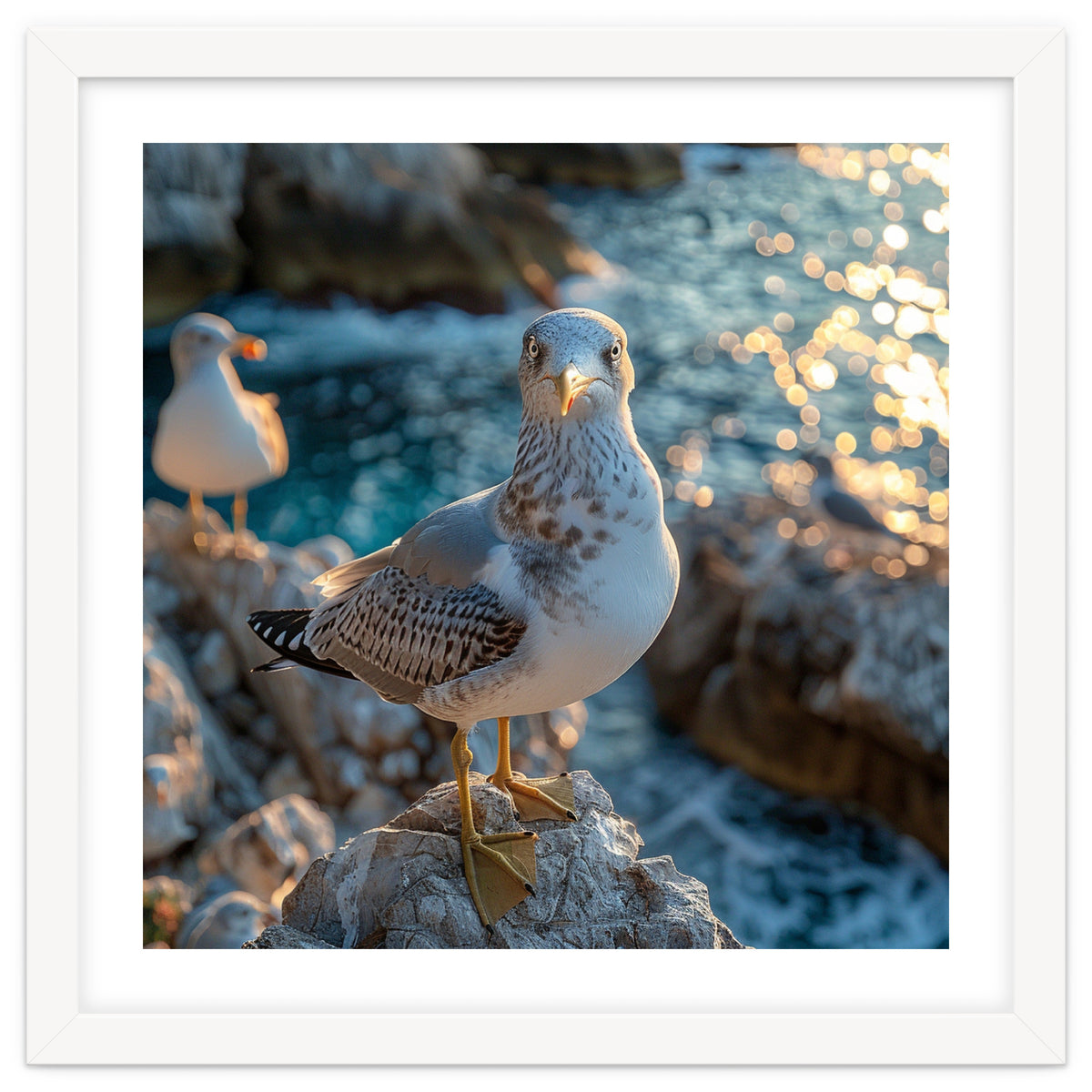 Seagull Standing On Rocks Near Water