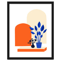 Bohemian Window Seat, Abstract Minimal Architecture, Eclectic Shapes Botanical House Plants