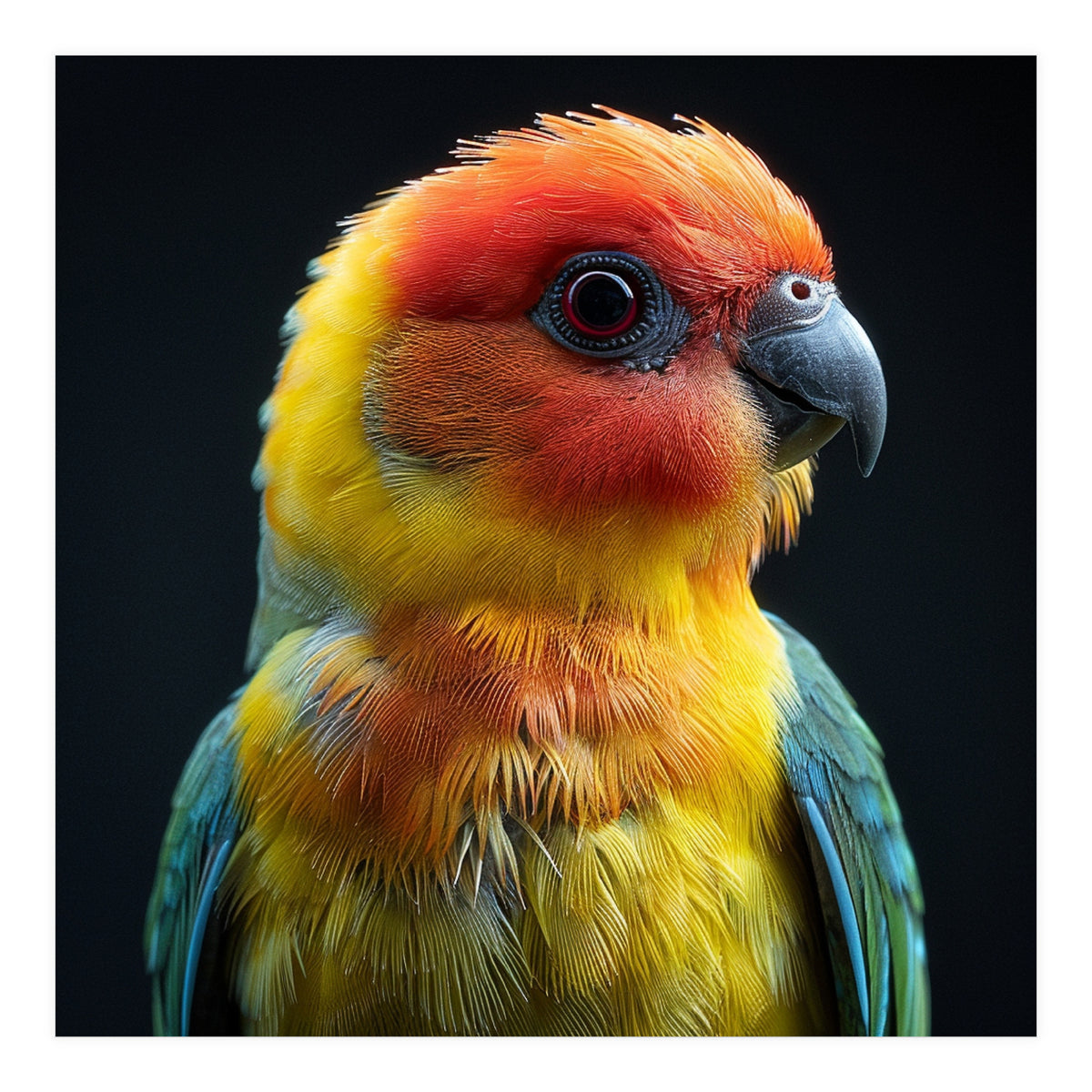 Vibrant Sun Conure Parrot Close Up Portrait (Print Only)