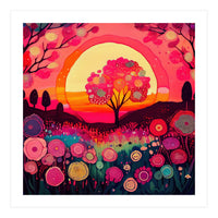 Folk Sunset Blossoming Tree (Print Only)